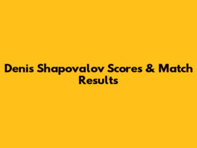Denis Shapovalov Scores & Match Results