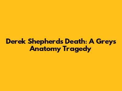 Derek Shepherd's Death: A 'Grey's Anatomy' Tragedy