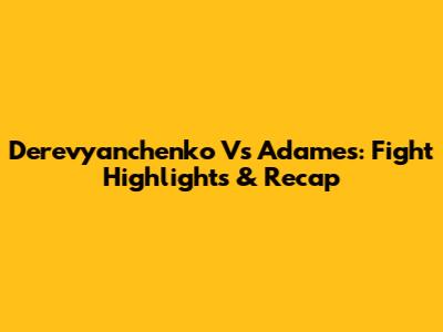 Derevyanchenko Vs Adames: Fight Highlights & Recap