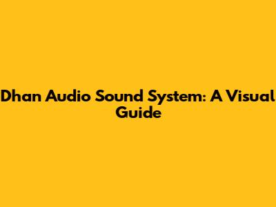 Dhan Audio Sound System: A Visual Guide