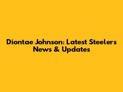 Diontae Johnson: Latest Steelers News & Updates