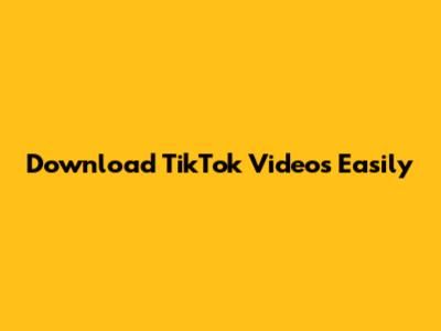 Download TikTok Videos Easily