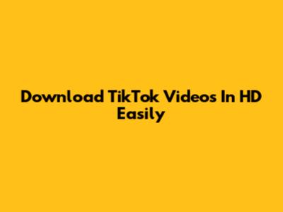 Download TikTok Videos In HD Easily