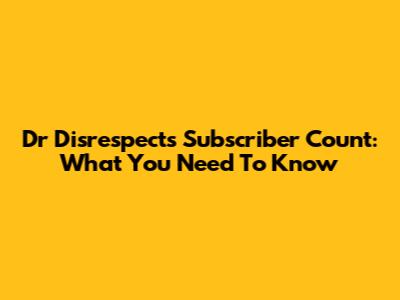 Dr Disrespect's Subscriber Count: What You Need To Know