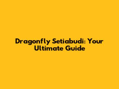 Dragonfly Setiabudi: Your Ultimate Guide