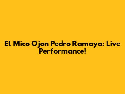 El Mico Ojon Pedro Ramaya: Live Performance!