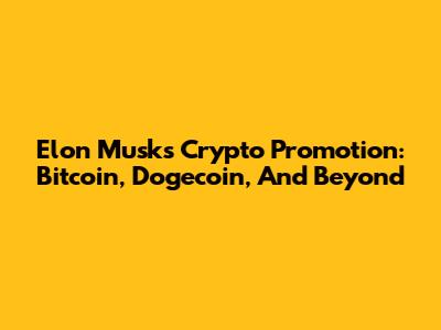 Elon Musk's Crypto Promotion: Bitcoin, Dogecoin, And Beyond