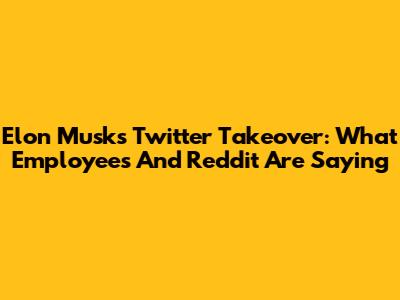 Elon Musk's Twitter Takeover: What Employees And Reddit Are Saying