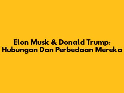 Elon Musk & Donald Trump: Hubungan Dan Perbedaan Mereka