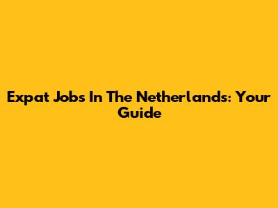 Expat Jobs In The Netherlands: Your Guide