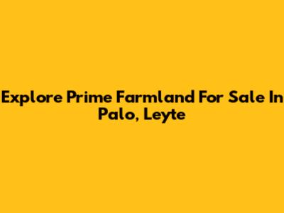 Explore Prime Farmland For Sale In Palo, Leyte