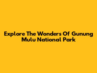 Explore The Wonders Of Gunung Mulu National Park