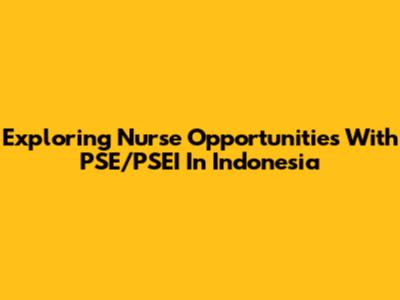 Exploring Nurse Opportunities With PSE/PSEI In Indonesia