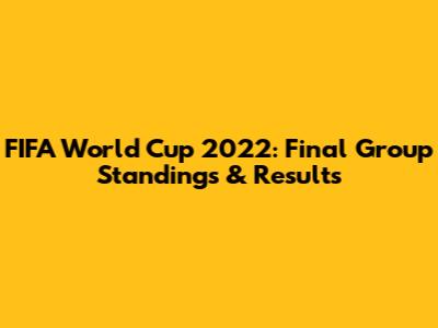 FIFA World Cup 2022: Final Group Standings & Results