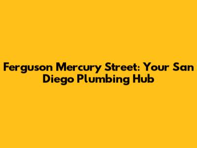 Ferguson Mercury Street: Your San Diego Plumbing Hub