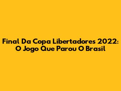 Final Da Copa Libertadores 2022: O Jogo Que Parou O Brasil