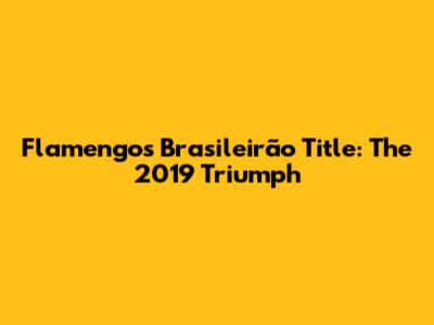 Flamengo's Brasileirão Title: The 2019 Triumph