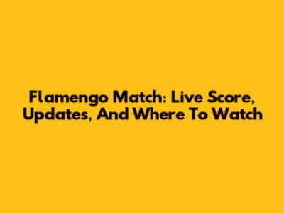Flamengo Match: Live Score, Updates, And Where To Watch