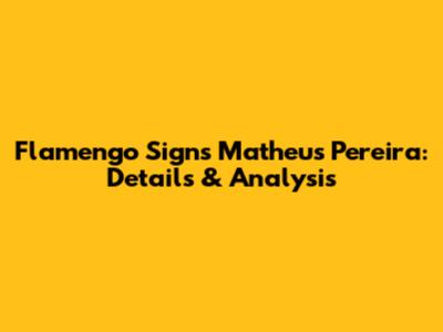 Flamengo Signs Matheus Pereira: Details & Analysis