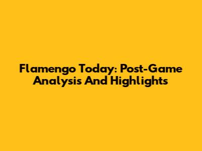 Flamengo Today: Post-Game Analysis And Highlights