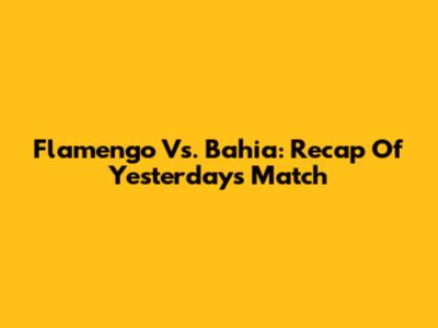 Flamengo Vs. Bahia: Recap Of Yesterday's Match