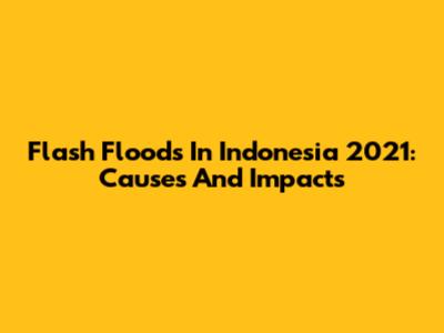 Flash Floods In Indonesia 2021: Causes And Impacts