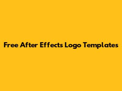 Free After Effects Logo Templates