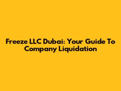 Freeze LLC Dubai: Your Guide To Company Liquidation
