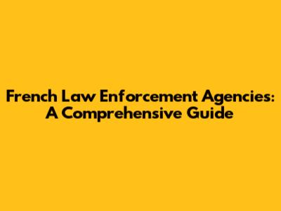 French Law Enforcement Agencies: A Comprehensive Guide