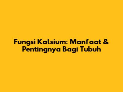 Fungsi Kalsium: Manfaat & Pentingnya Bagi Tubuh