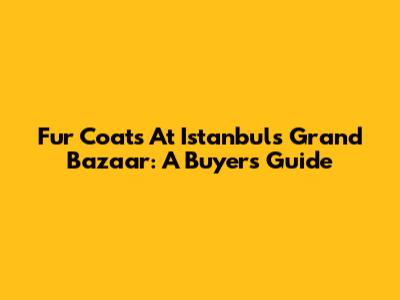 Fur Coats At Istanbul's Grand Bazaar: A Buyer's Guide