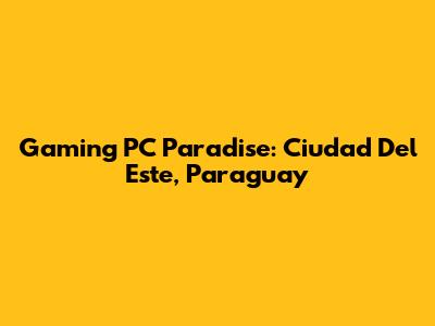 Gaming PC Paradise: Ciudad Del Este, Paraguay