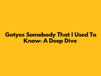 Gotye's 'Somebody That I Used To Know': A Deep Dive