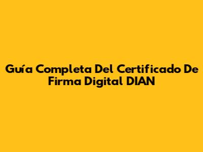 Guía Completa Del Certificado De Firma Digital DIAN
