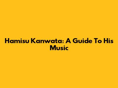 Hamisu Kanwata: A Guide To His Music