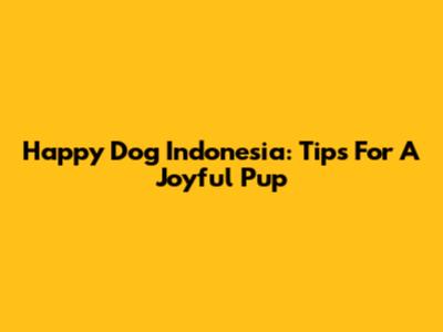 Happy Dog Indonesia: Tips For A Joyful Pup