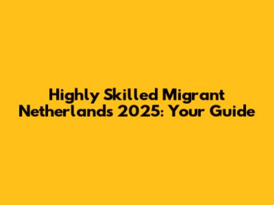 Highly Skilled Migrant Netherlands 2025: Your Guide
