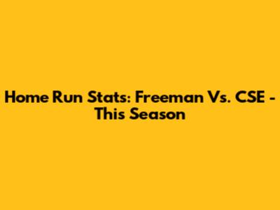 Home Run Stats: Freeman Vs. CSE - This Season