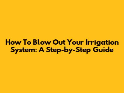 How To Blow Out Your Irrigation System: A Step-by-Step Guide