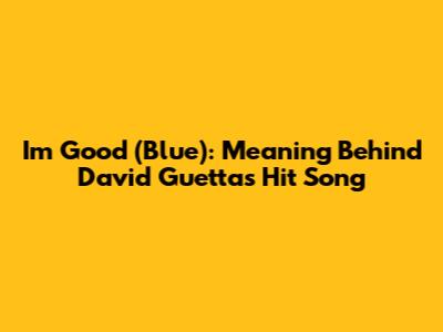 I'm Good (Blue): Meaning Behind David Guetta's Hit Song