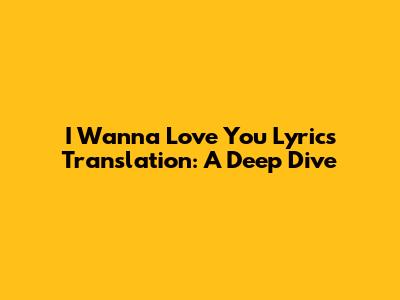 I Wanna Love You Lyrics Translation: A Deep Dive