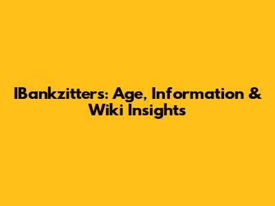 IBankzitters: Age, Information & Wiki Insights