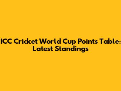 ICC Cricket World Cup Points Table: Latest Standings