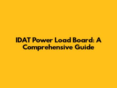 IDAT Power Load Board: A Comprehensive Guide