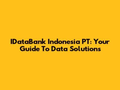IDataBank Indonesia PT: Your Guide To Data Solutions