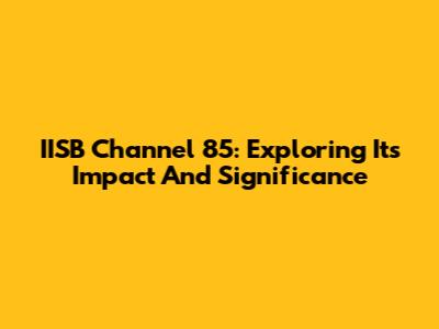 IISB Channel 85: Exploring Its Impact And Significance