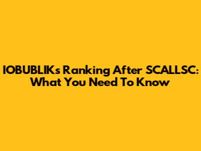 IOBUBLIK's Ranking After SCALLSC: What You Need To Know