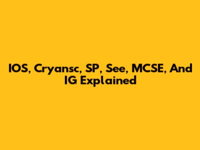 IOS, Cryansc, SP, See, MCSE, And IG Explained