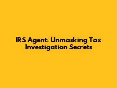 IRS Agent: Unmasking Tax Investigation Secrets