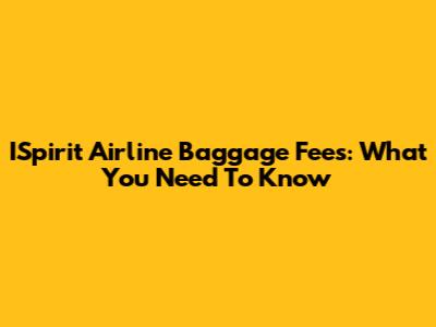 ISpirit Airline Baggage Fees: What You Need To Know